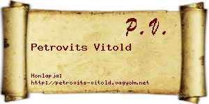 Petrovits Vitold névjegykártya